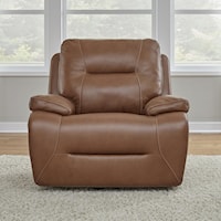 Casual Leather Swivel Glider Power Recliner with Pillow Arms