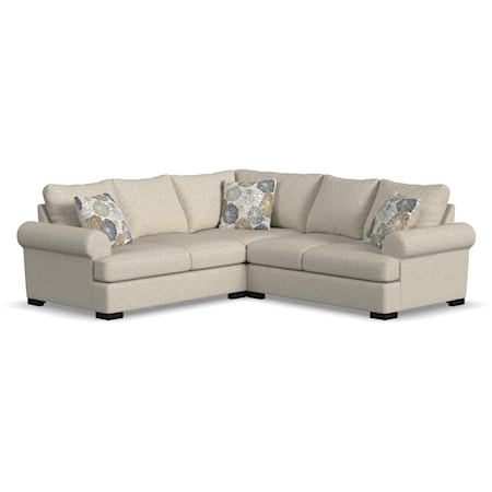 Contemporary L-Shaped Sectional with Rolled Arms