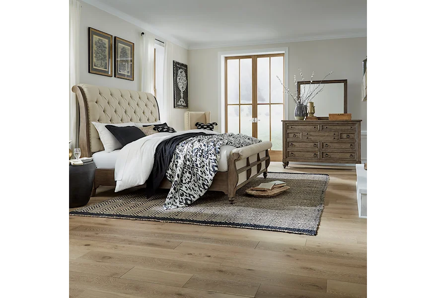 Americana Farmhouse King Sleigh Bedroom Group by Liberty Furniture at Gill Brothers Furniture
