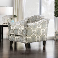 Transitional Floral Medallion Chair with Tapered Legs