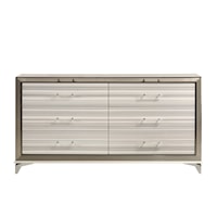 Contemporary White 6-Drawer Dresser with Metal Accents