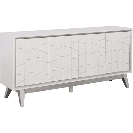 Contemporary Four Door Credenza with Touch Latch Hardware