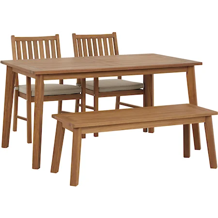 Outdoor Dining Set w/ 2 Chairs & Bench