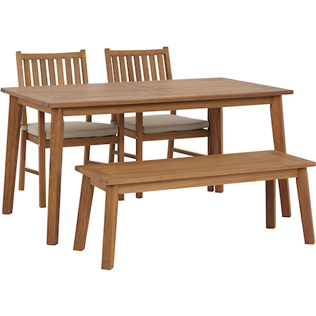 Outdoor Dining Set w/ 2 Chairs &amp; Bench