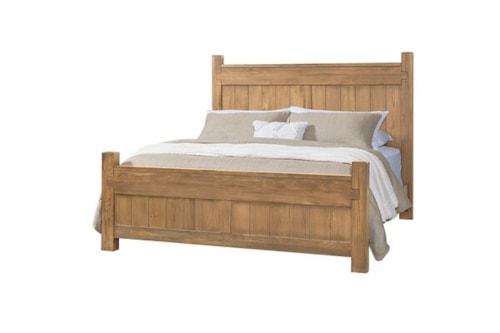 Transitional Queen Panel Bed with Vertical Plank Design