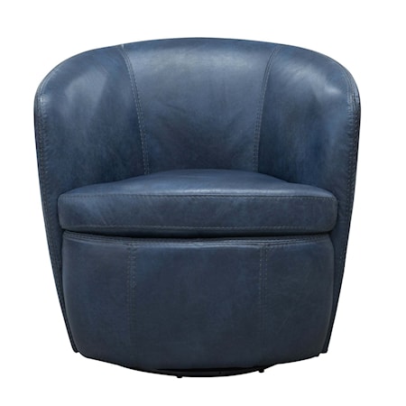 Leather Swivel Barrel Chair