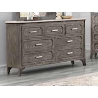 Contemporary 7-Drawer Marble Top Dresser