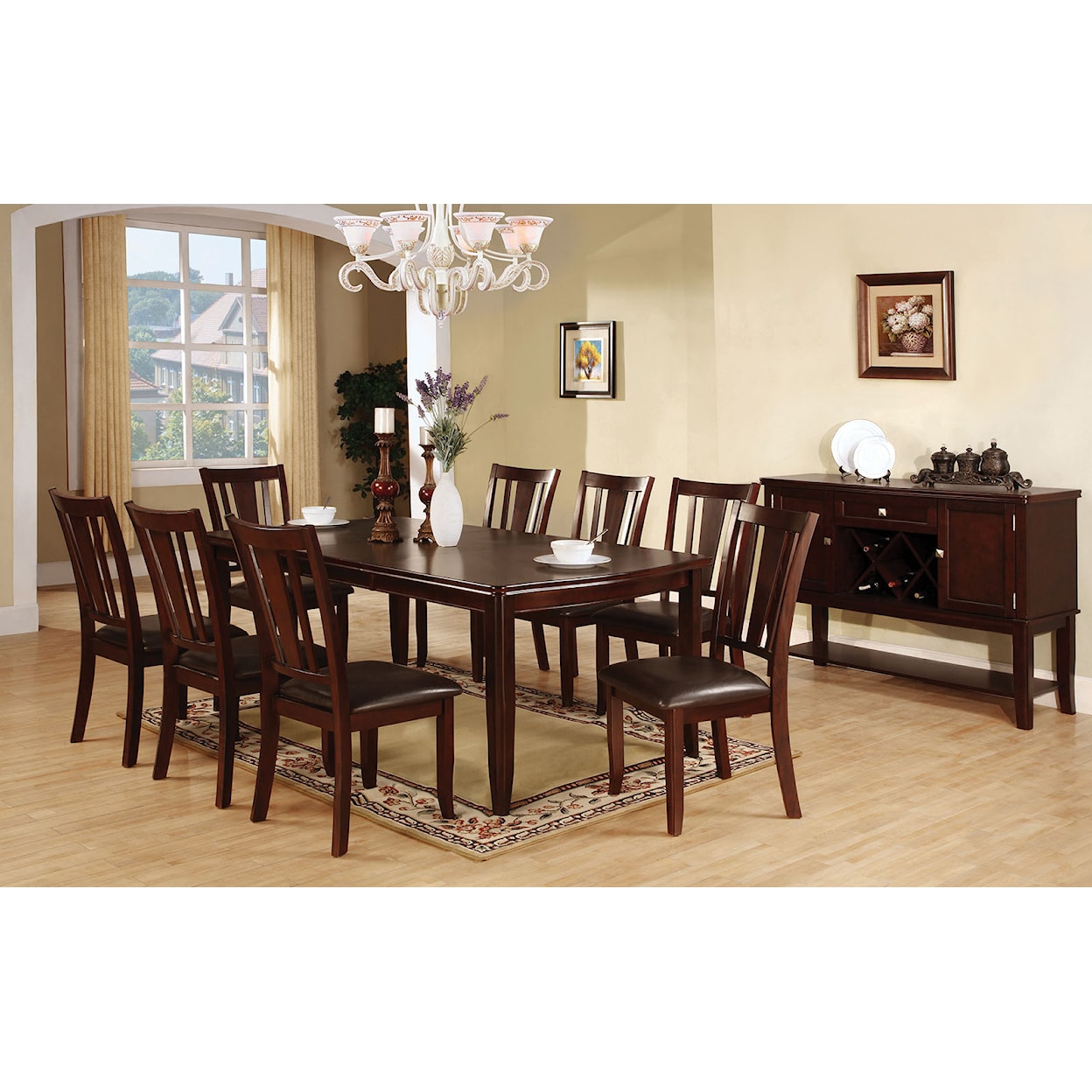 Furniture of America Edgewood 9-Piece Dining Table Set