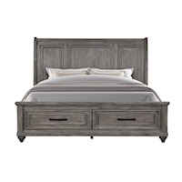 Rustic King Sleigh Bed with Footboard Storage