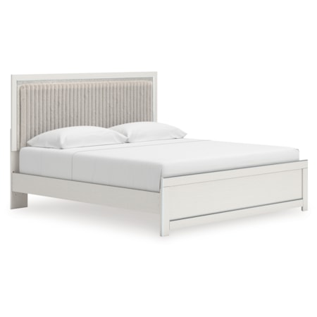 King Upholstered Panel Platform Bed