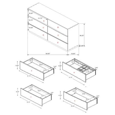 6-drawer Dressery