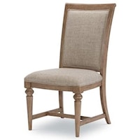 Transitional Upholstered Side Chair with Turned Leg