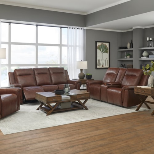 Casual Leather 2-Piece Living Room Set with Pillow Arms