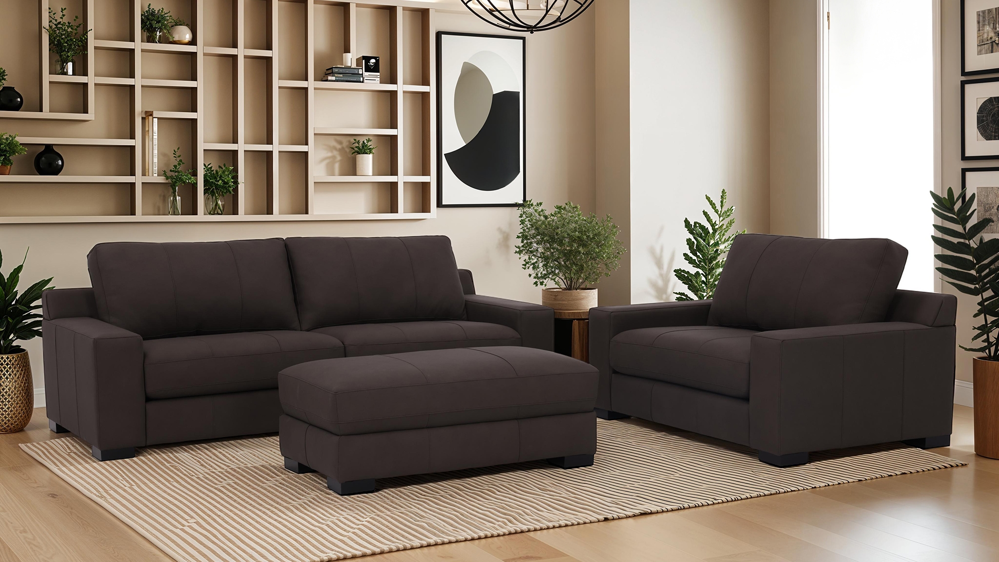 Modern 3-pc. Leather Living Room Set