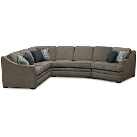 Casual 3-Piece Sectional Sofa with Sloped Arms