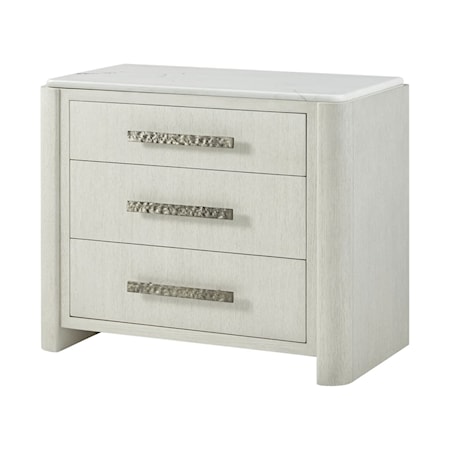 Three Drawer Nightstand with Marble Top