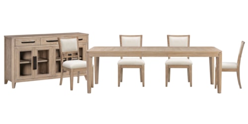 Transitional 6-Piece Dining Set with Buffet Server