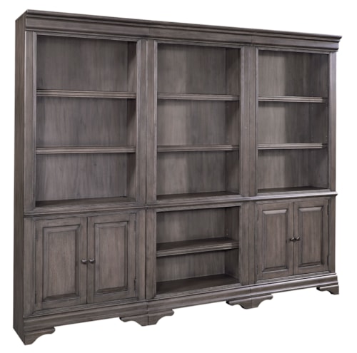 Traditional Bookcase Wall with Adjustable Shelves