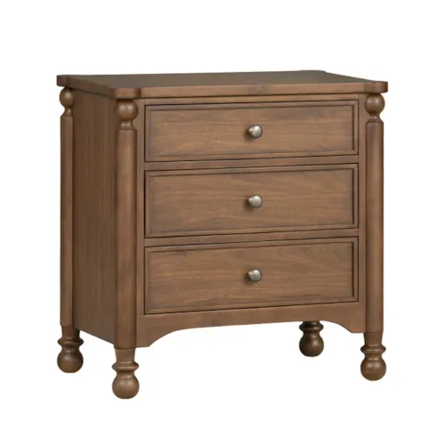 Traditional Three-Drawer Nightstand with Integrated Power & Charging