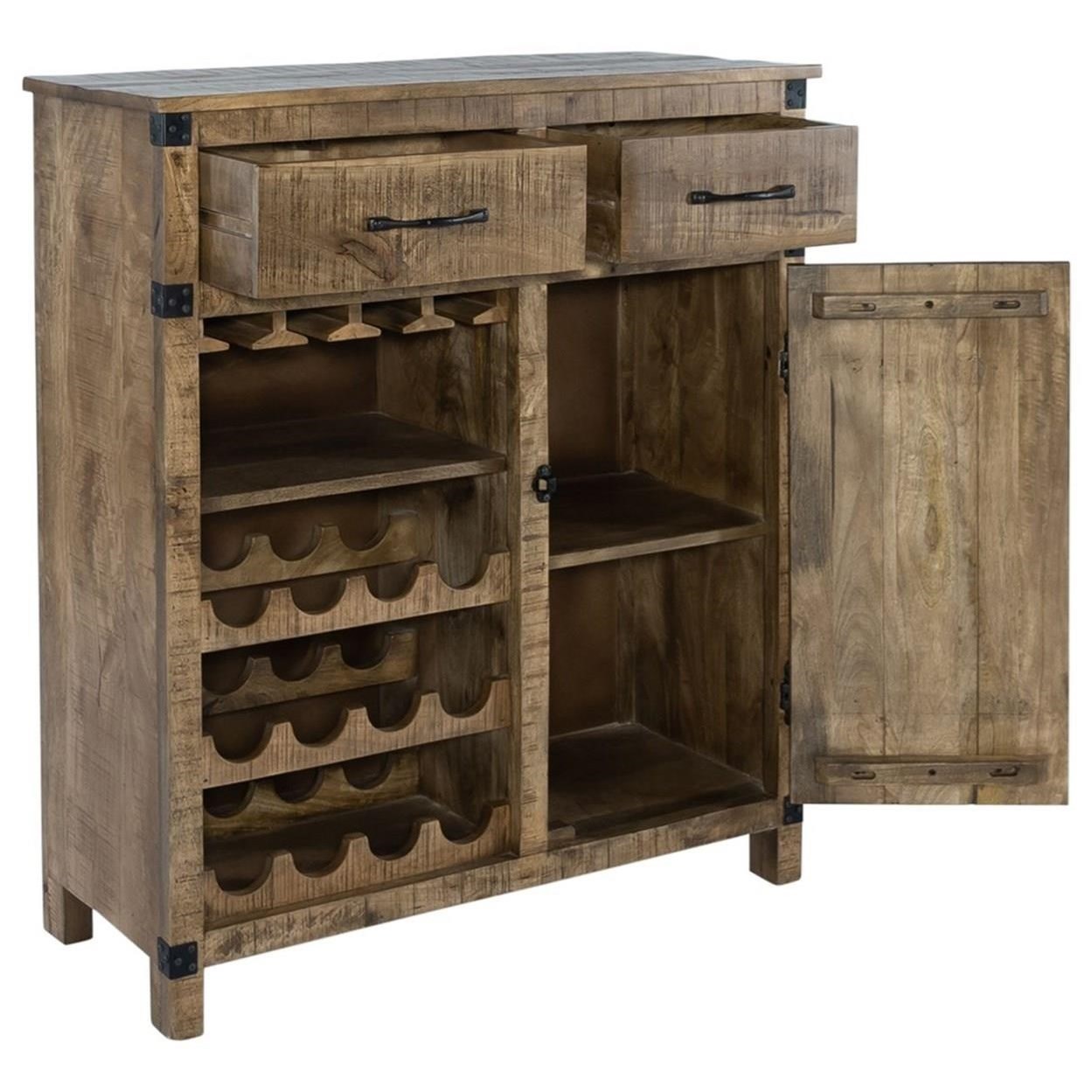 Liberty Furniture Emerson 2080 AC3742 Rustic Wine Accent Cabinet with 12 Bottle Wine Rack Howell Furniture Occ Wine Cabinets Wine Racks