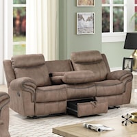 Casual Reclining Sofa with Drop Down Center Cushion