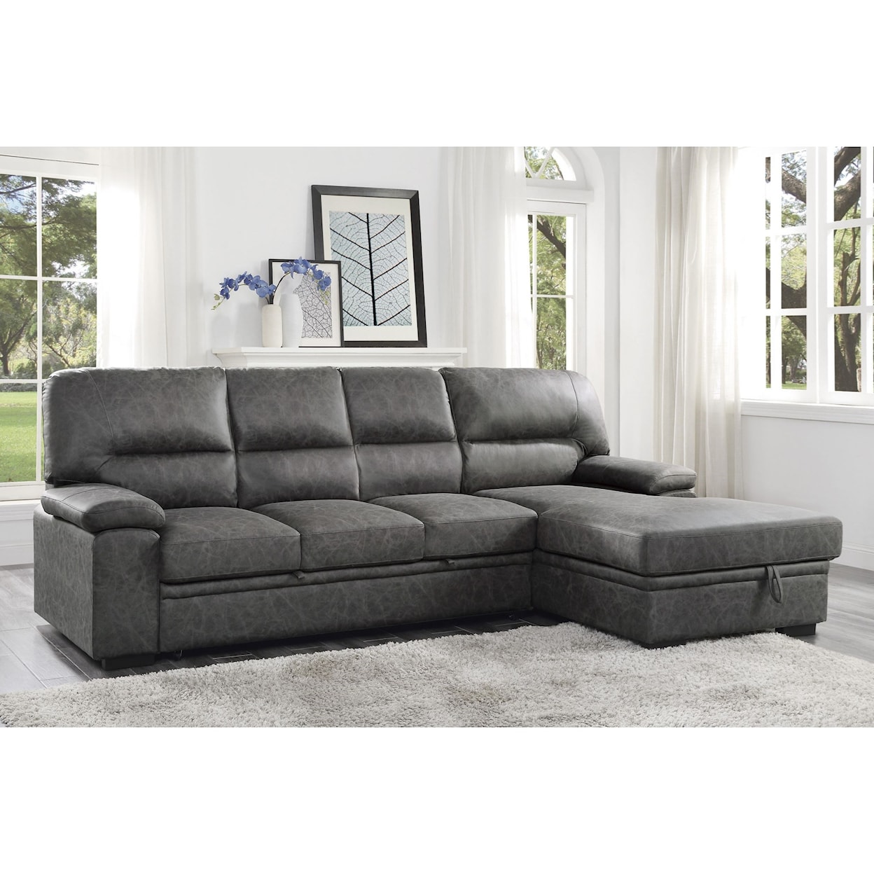 Homelegance Michigan 2-Piece Sectional with Pull-out Bed