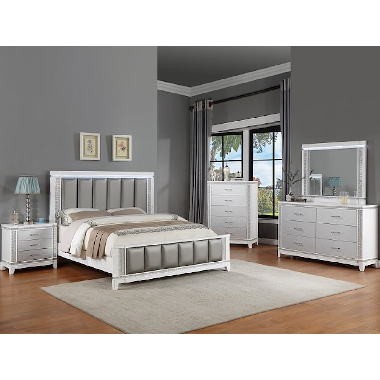 Crown Mark Ariane B1690-4 Contemporary 5-Drawer Bedroom Chest | Corner ...