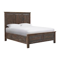 Transitional Queen Panel Storage Bed
