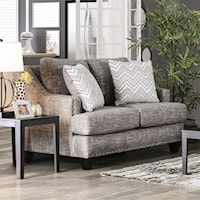 Contemporary Love Seat with Sloped Arms and Nailhead Trim