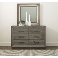 Contemporary Dresser & Mirror with Lighting