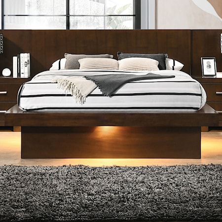 Wood Queen LED Panel Bed