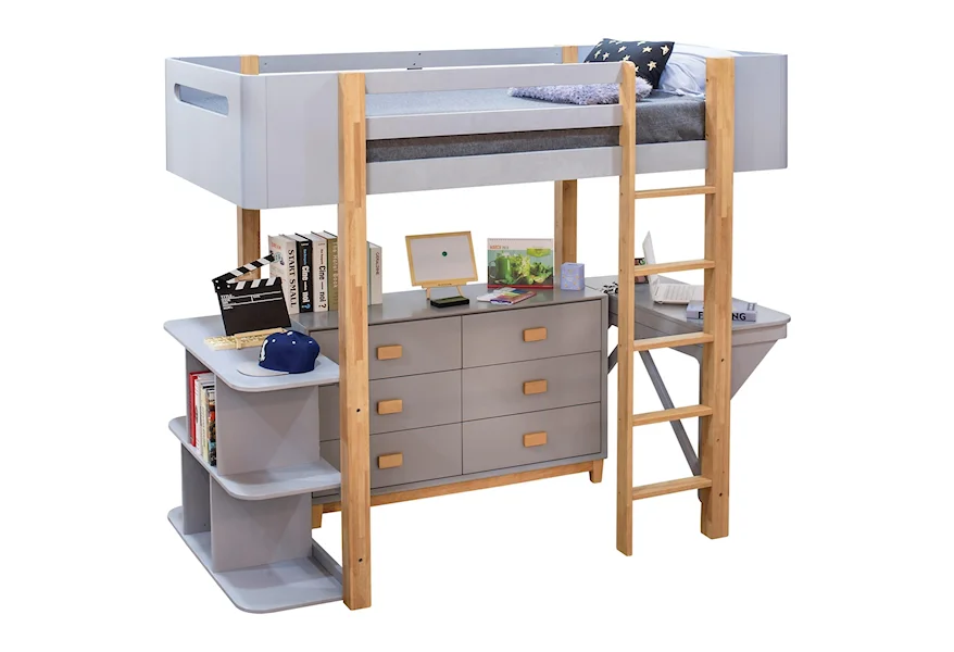 Acme Furniture Saiyan Contemporary Scandinavian Loft Bed Set With Desk And  Bookshelf | A1 Furniture & Mattress | Loft Beds