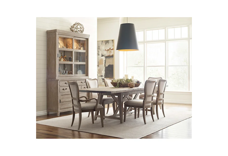 Urban Cottage 7-Piece Dining Set with Display Cabinet at Stoney Creek Furniture 