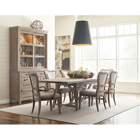 7-Piece Dining Set with Display Cabinet