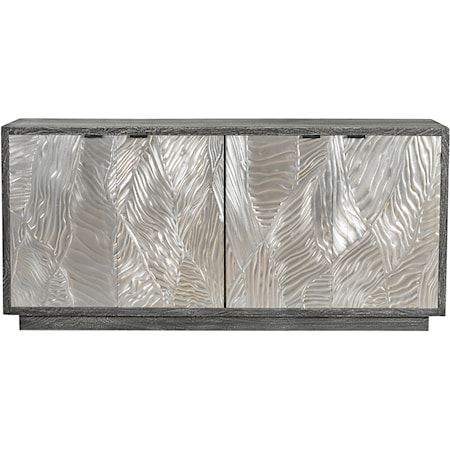 Transitional 4-Door Credenza with Metal Clad Door Fronts