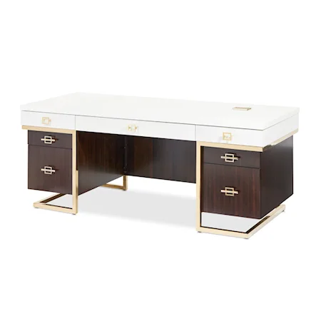 Transitional 7-Drawer Desk with USB Charging Station