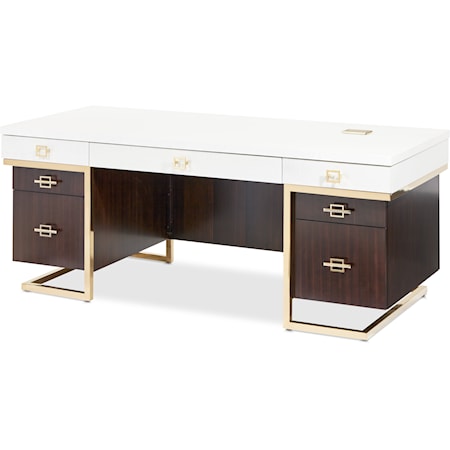 Transitional 7-Drawer Desk with USB Charging Station