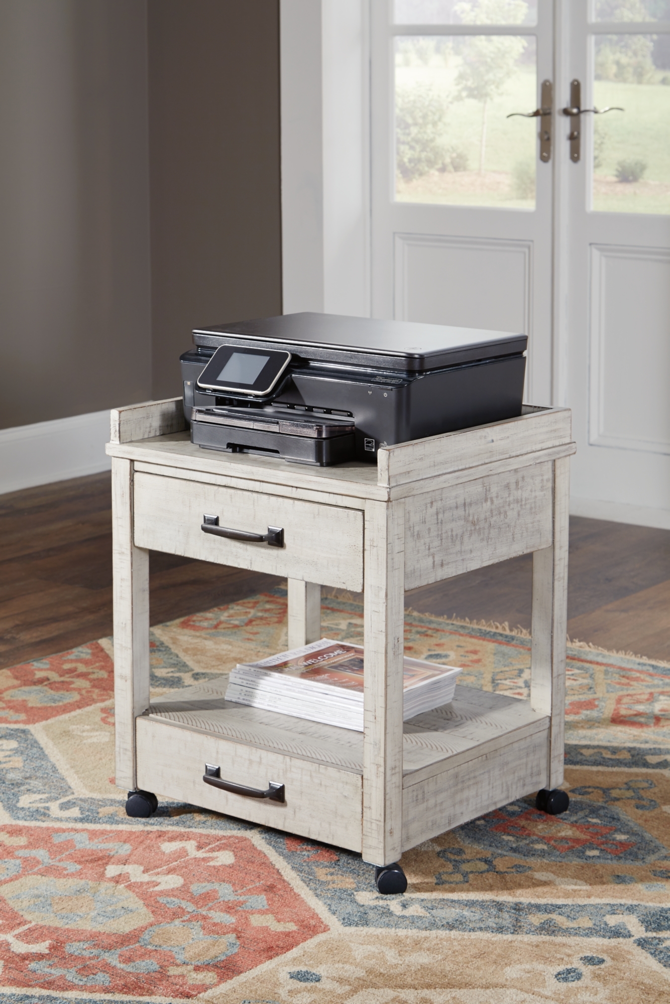 Signature Design by Ashley Carynhurst Home Office Desk, Bookcase And Printer Stand