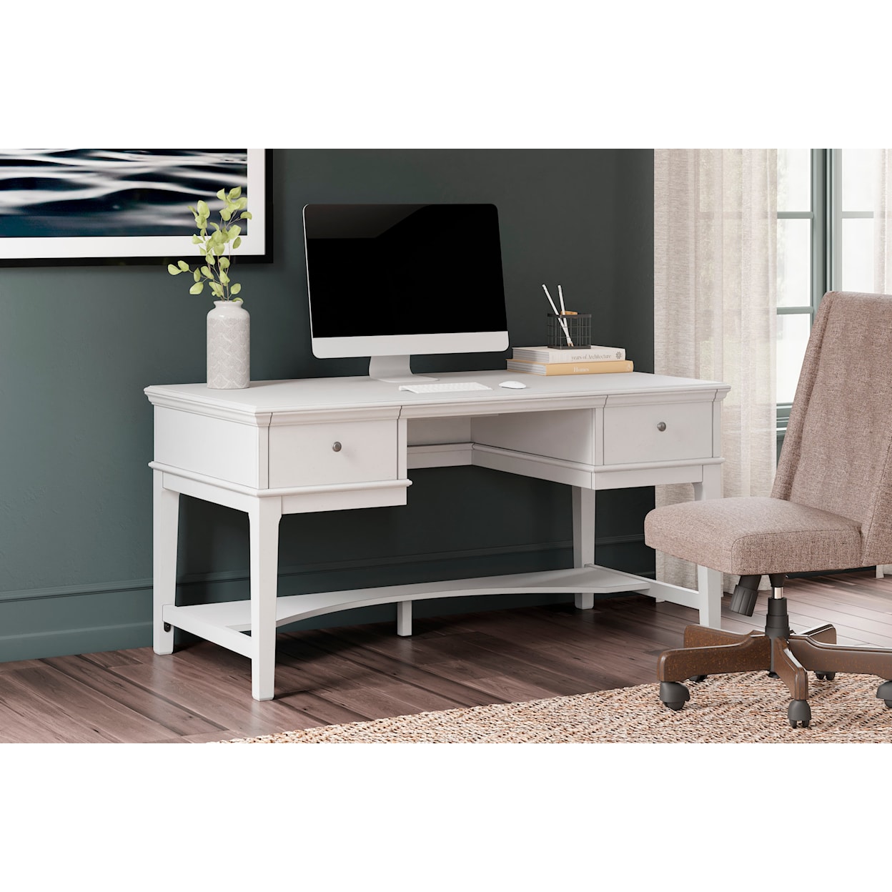 Signature Design by Ashley Kanwyn Home Office Storage Leg Desk