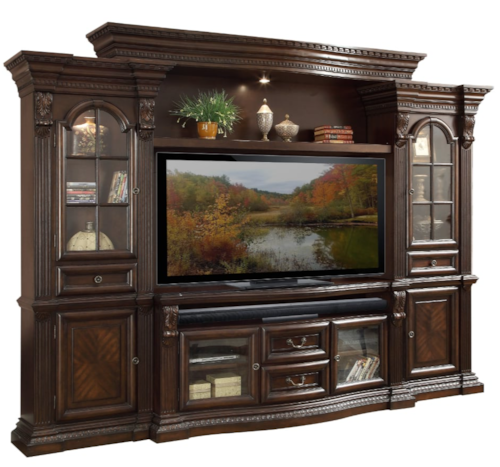 Traditional Entertainment Wall with LED Lighting