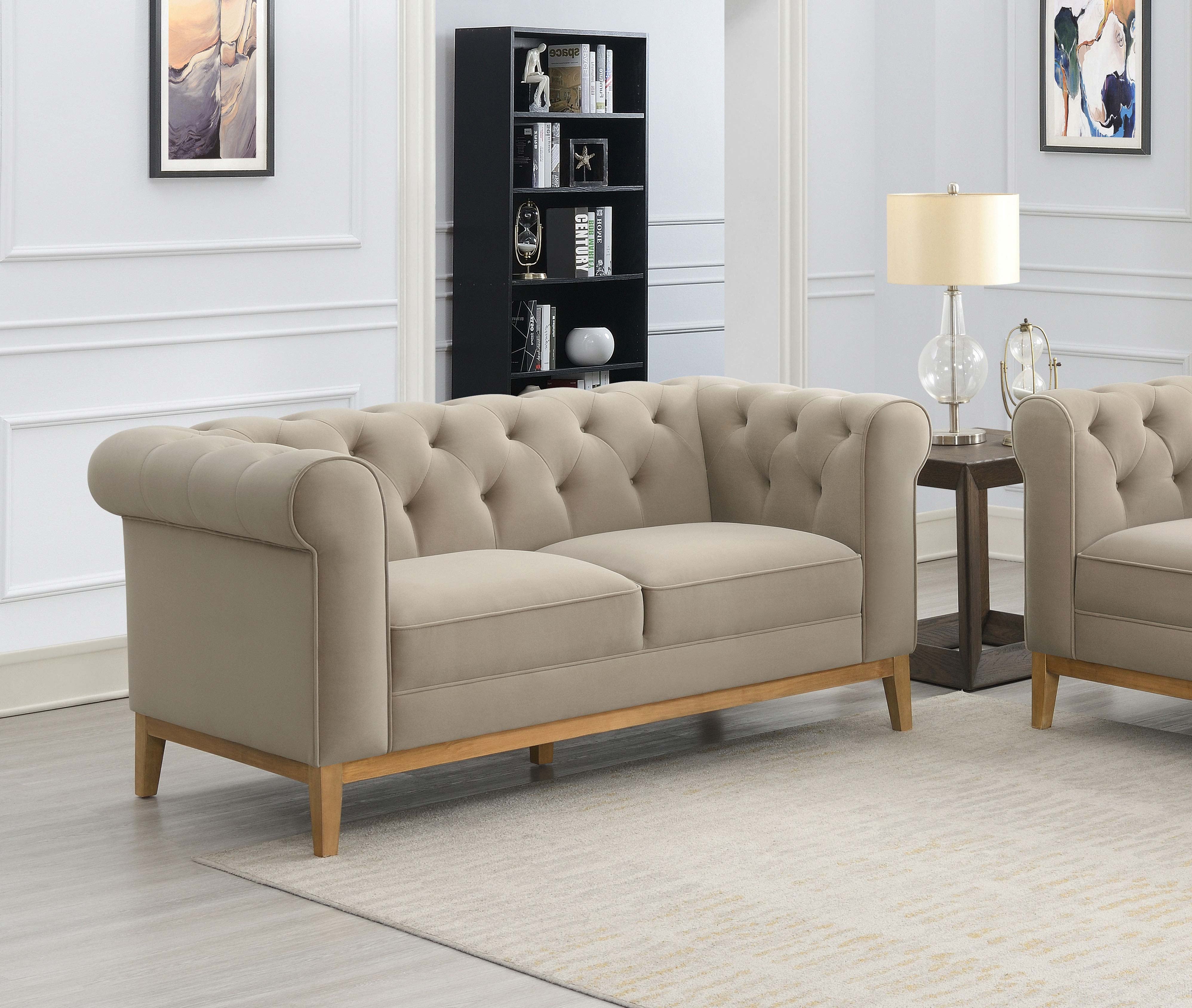 Sandrine Button Tufted Tuxedo Arms Loveseat