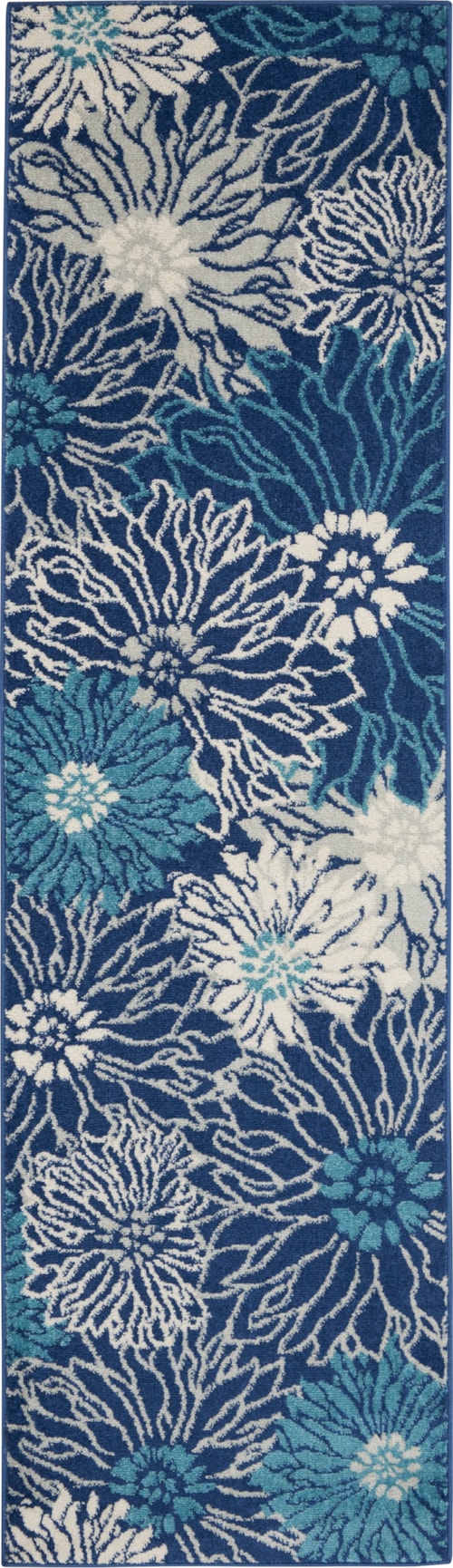 2'2" x 7'6" Navy/Ivory Runner Rug