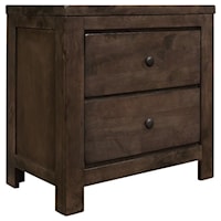 Rustic 2-Drawer Nightstand in Brown Finish