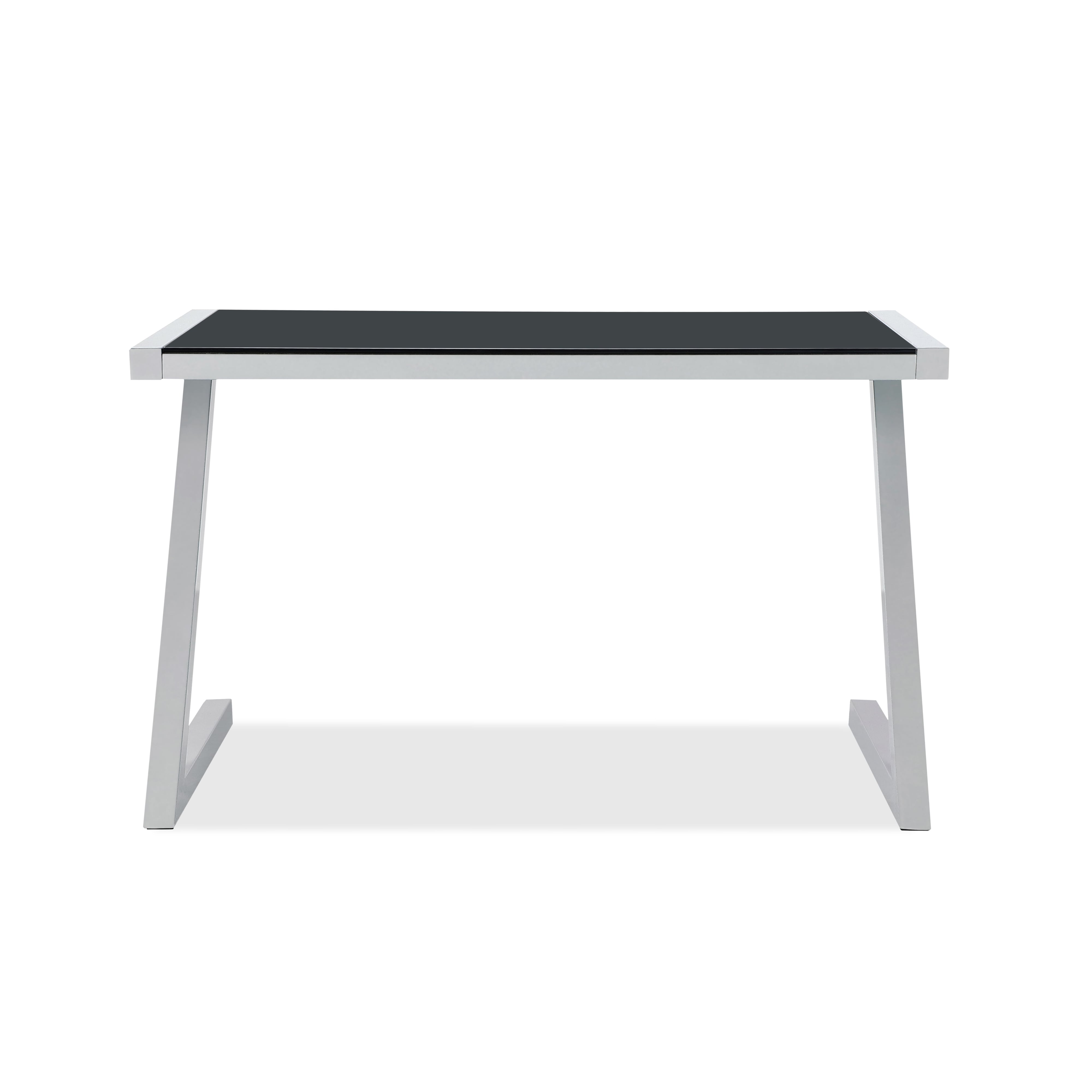 Modus International Crossroads Contemporary Glass/Metal Efron Desk in Silver Bellee A1