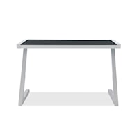 Contemporary Glass/Metal Efron Desk in Silver Bellee