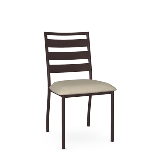Transitional Ladder Back Dining Side Chair with Upholstered Seat