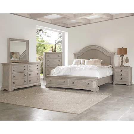 Transitional 5-Piece Queen Arched Panel Bedroom Set