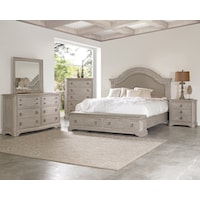 Transitional 5-Piece King Arched Panel Bedroom Set