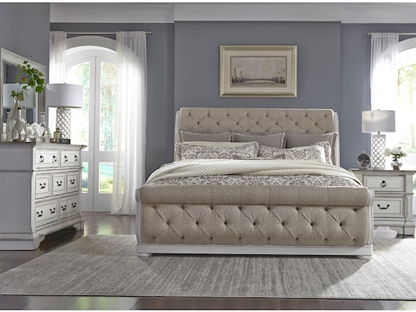 4-Piece Upholstered Queen Sleigh Bedroom Set