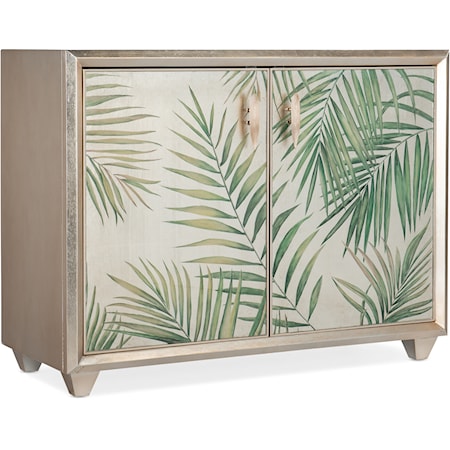 Transitional Tropical Two-Door Chest with Adjustable Shelf